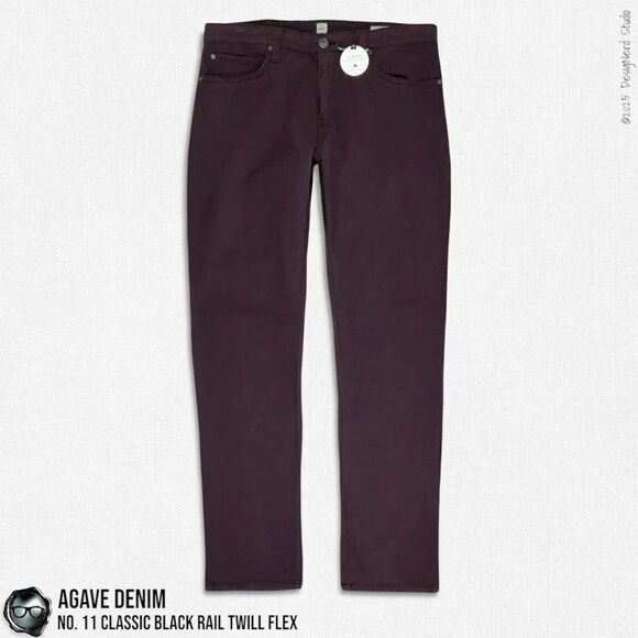AGAVE DENIM NO. 11 CLASSIC BLACK RAIL TWILL FLEX JEANS IN RAISIN MEN’S SIZE 36 - Picture 3 of 16